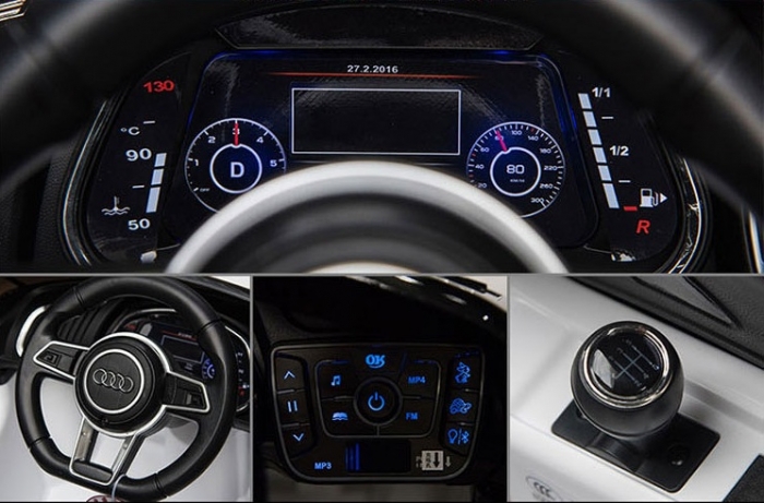 Ô tô điện cho bé Audi R8 Spyder_Thiết kế bảng điều khiển hiện đại như thật